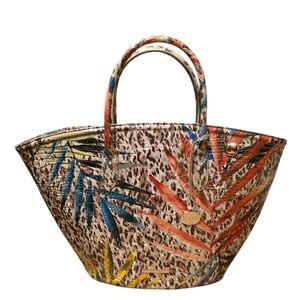 Brahmin Mira Botanica Croc-embossed Leather Market Tote Multi $365